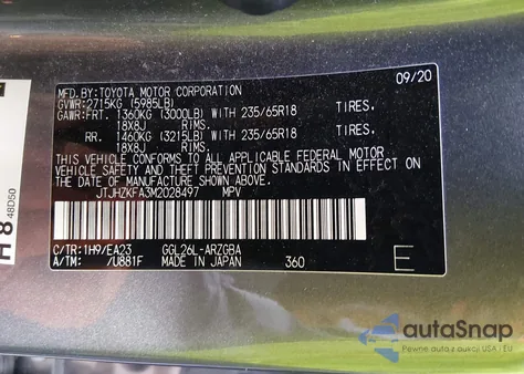 2021 Lexus Rx 350L from USA, damaged, VIN JTJHZKFA3M2028497